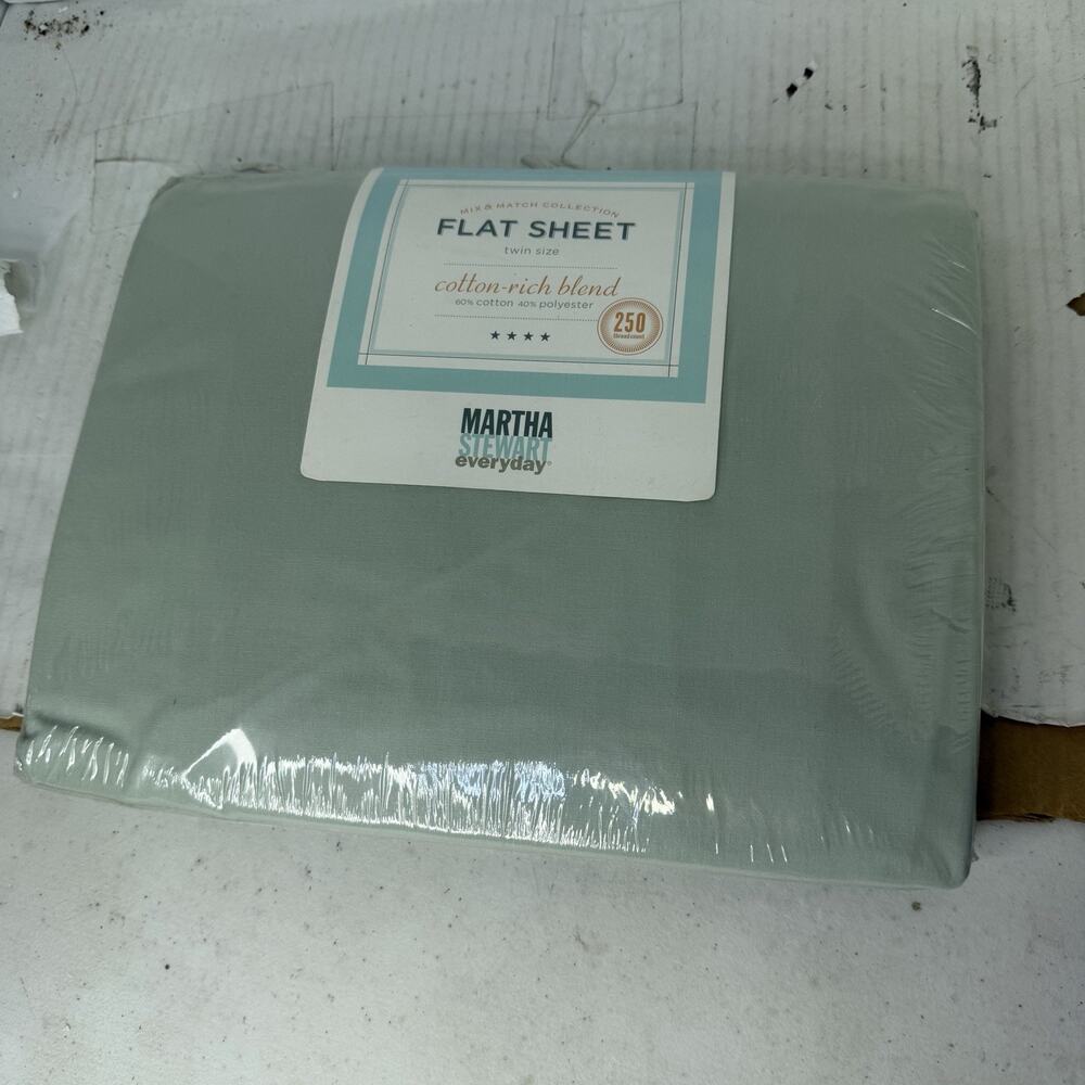 Martha Stewart Twin Flat Sheet Solid Light Blue New And Sealed